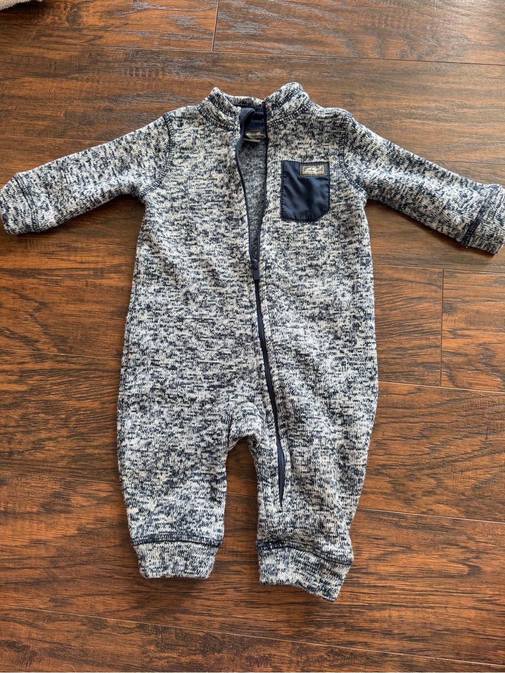 Eddie Bauer Navy & Heather Gray Marled Baby One-Piece Footie